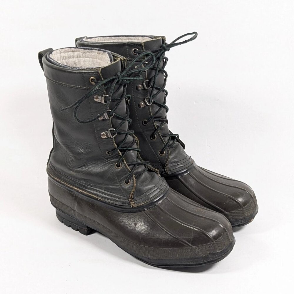 LaCrosse Duck Boots Mens 11 Steel Shank Leather & Rubber Removable Insulation